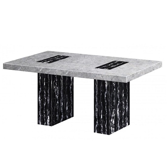 Lecea Marble Dining Table Rectangular In White And Black