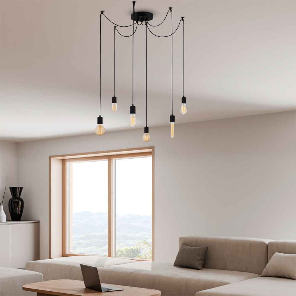 Kabluni 6 Light Metal Ceiling Pendant Light in Black