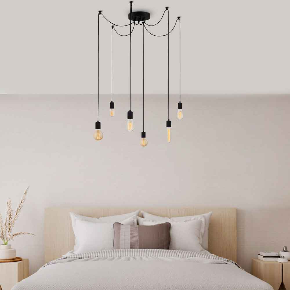 Kabluni 6 Light Metal Ceiling Pendant Light in Black