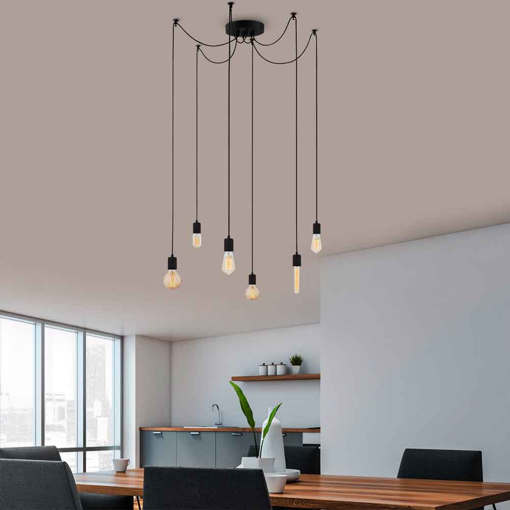 Kabluni 6 Light Metal Ceiling Pendant Light in Black