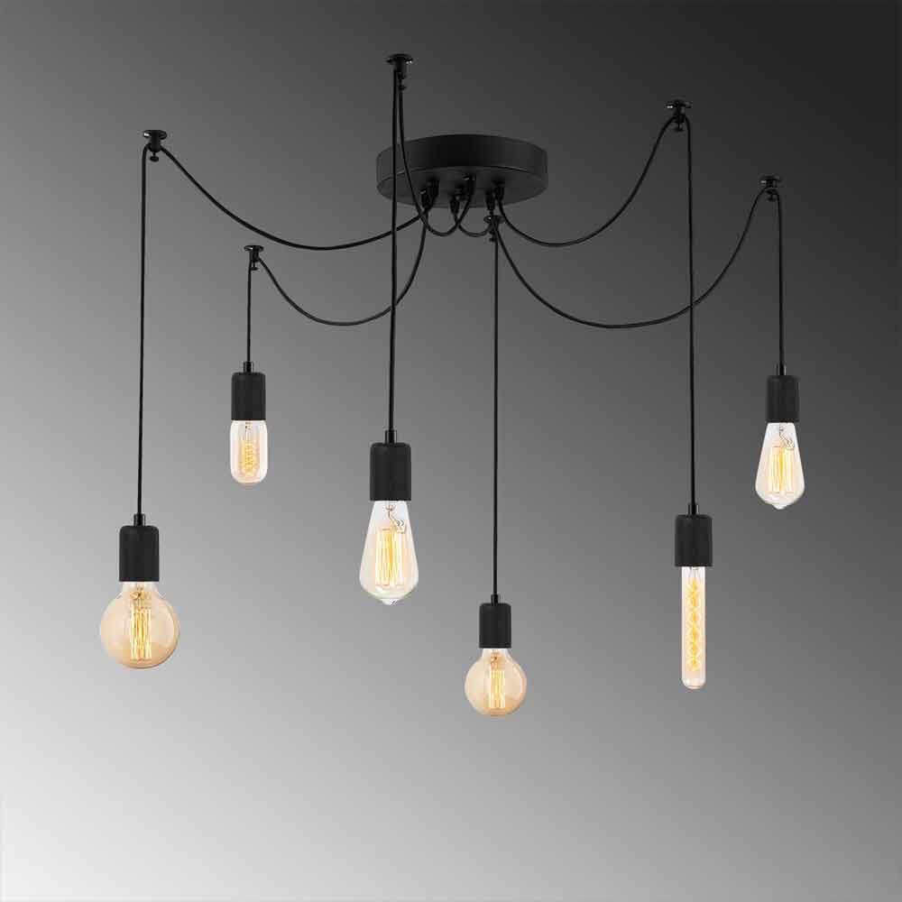 Kabluni 6 Light Metal Ceiling Pendant Light in Black