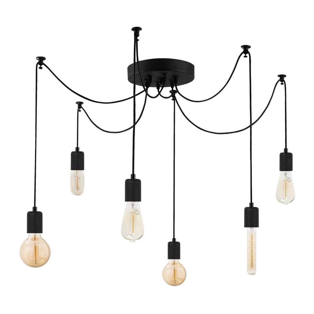 Kabluni 6 Light Metal Ceiling Pendant Light in Black
