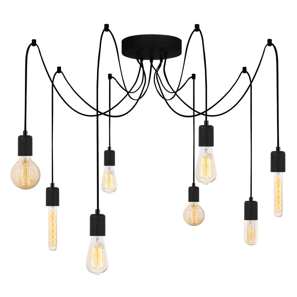 Kabluni 8 Light Metal Ceiling Pendant Light in Black