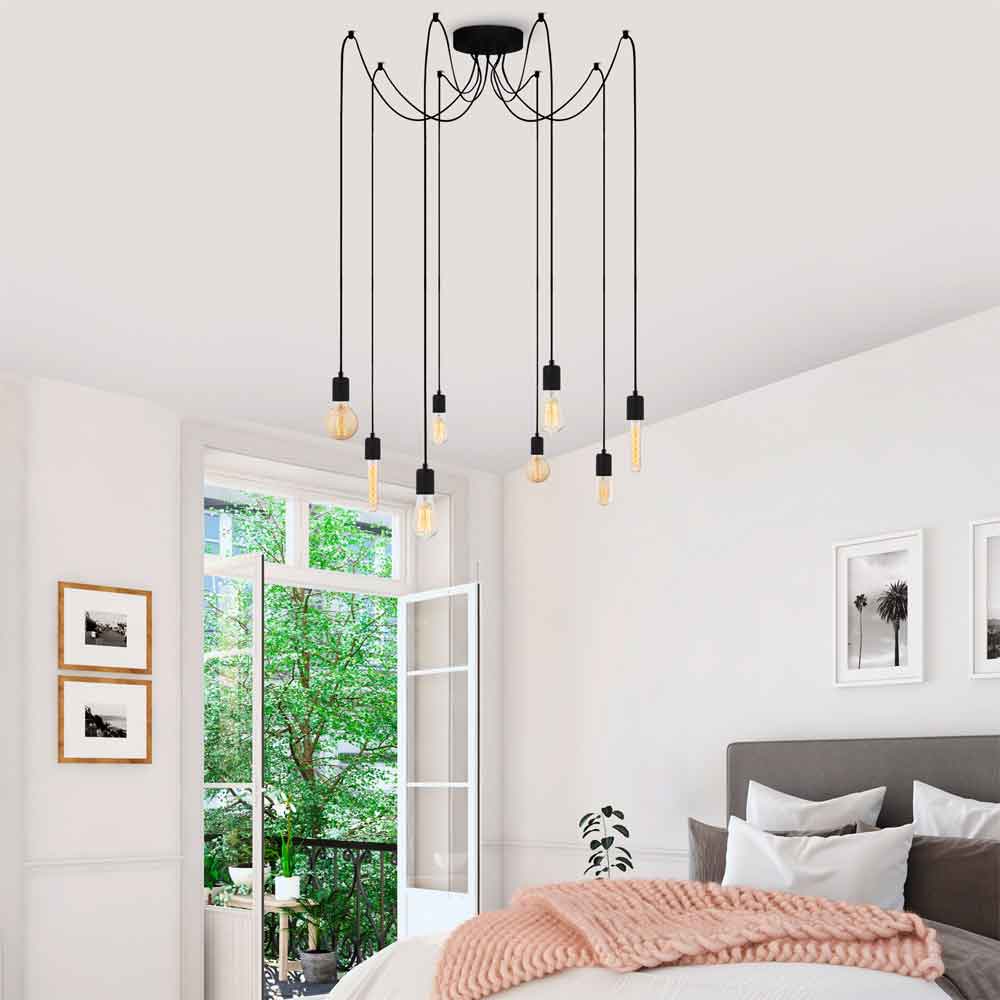 Kabluni 8 Light Metal Ceiling Pendant Light in Black