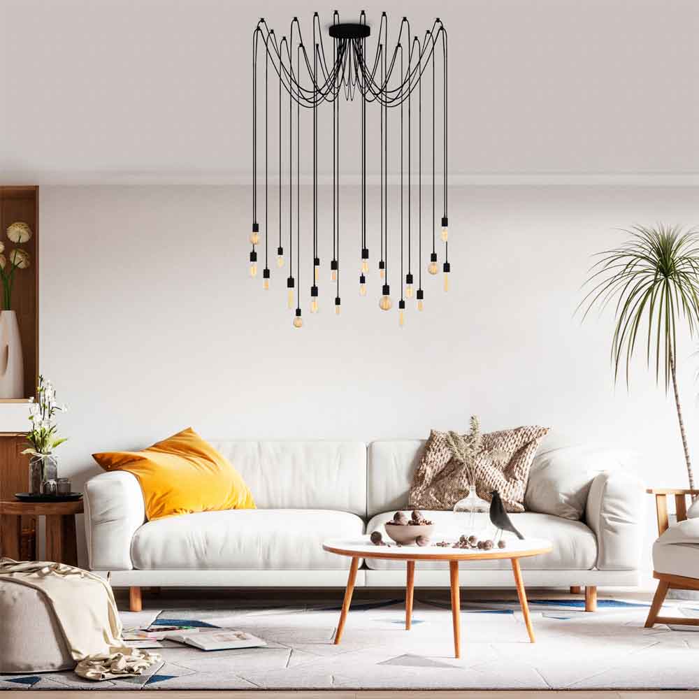 Kabluni Metal Ceiling Chandelier Light in Black