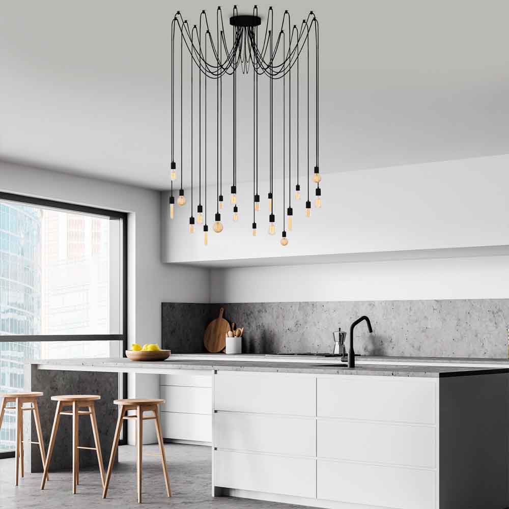 Kabluni Metal Ceiling Chandelier Light in Black