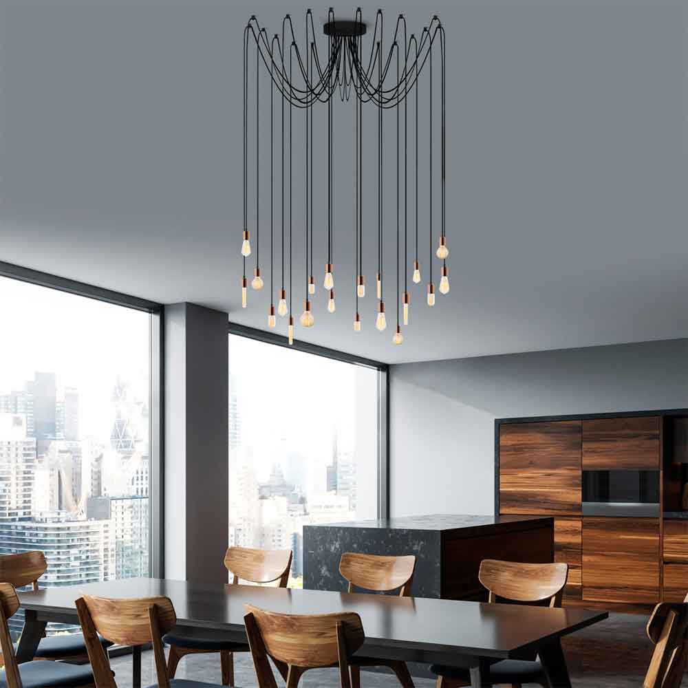 Kabluni Metal Ceiling Chandelier Light in Copper