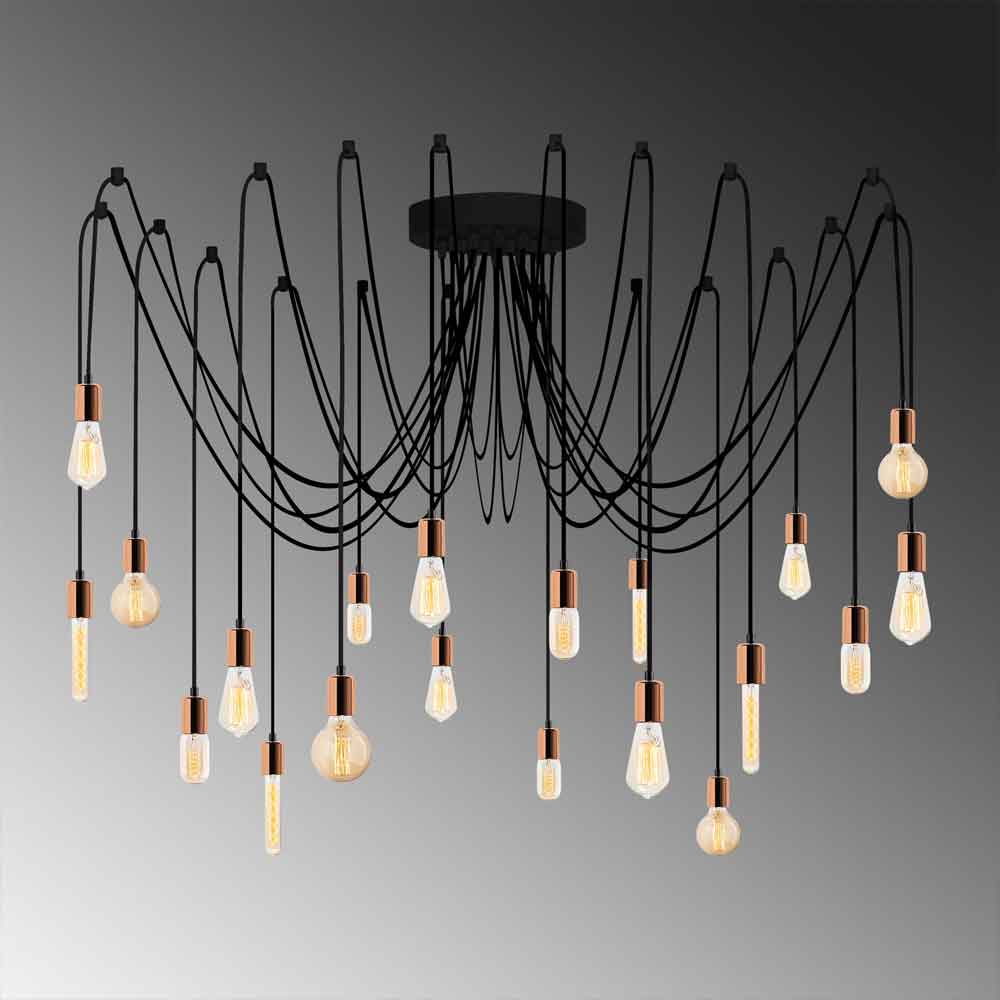 Kabluni Metal Ceiling Chandelier Light in Copper