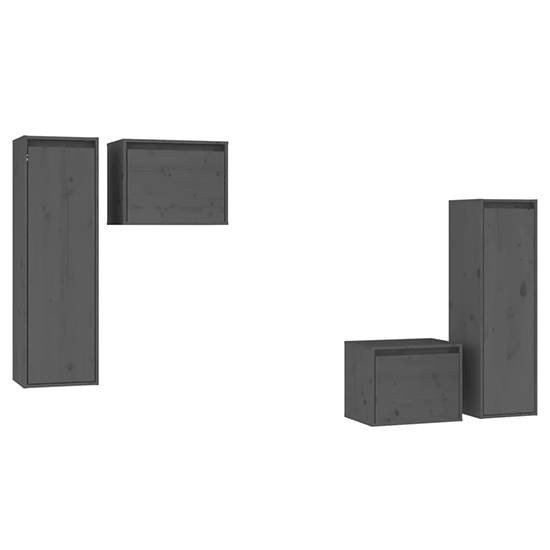 Kacela Solid Pinewood Entertainment Unit In Grey