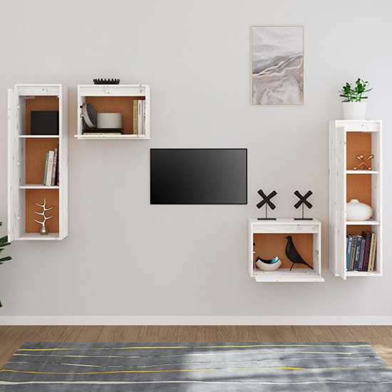 Kacela Solid Pinewood Entertainment Unit In White