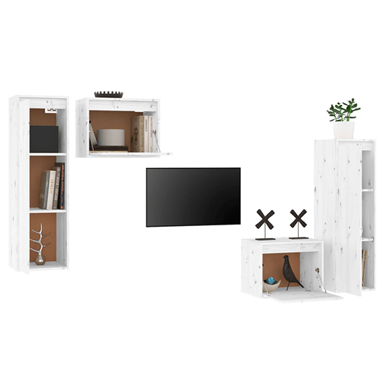 Kacela Solid Pinewood Entertainment Unit In White