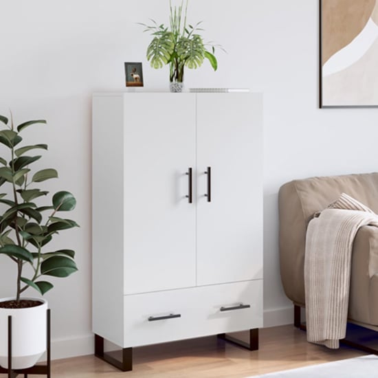 Product photograph of Kacia High Gloss Highboard With 2 Doors 1 Drawers In White from Furniture in Fashion