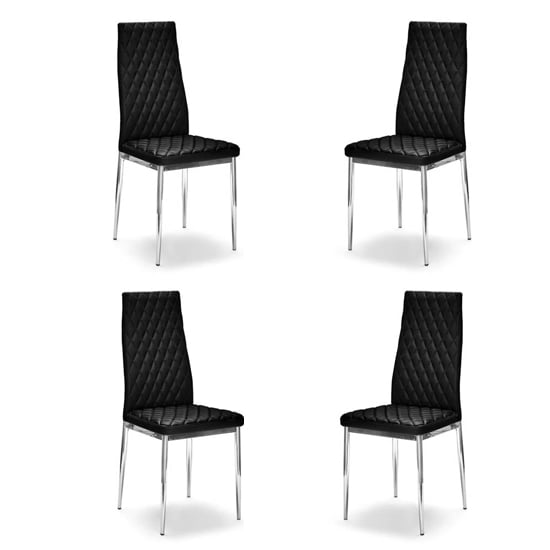 Read more about Kacia set of 4 faux leather dining chairs in black