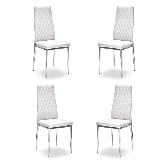 Read more about Kacia set of 4 faux leather dining chairs in white