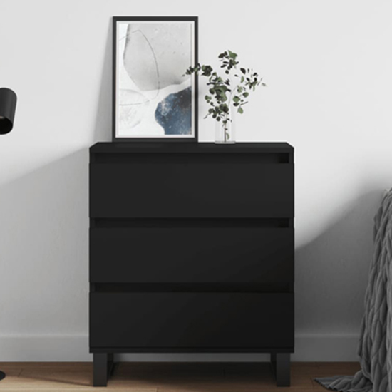 Kacia Wooden Chest Of 3 Drawers In Black thumbnail