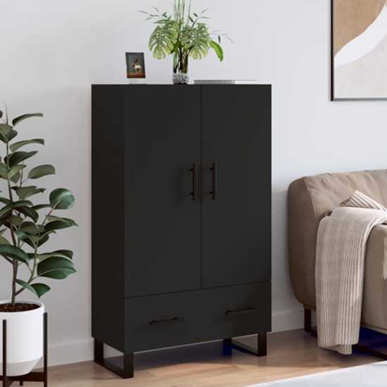 Read more about Kacia wooden highboard with 2 doors 1 drawers in black