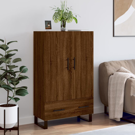 Kacia Wooden Highboard With 2 Doors 1 Drawers In Brown Oak