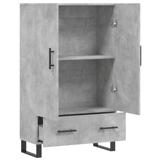 Kacia Wooden Highboard With 2 Doors 1 Drawers In Concrete Effect
