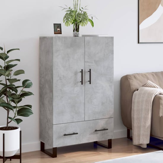 Read more about Kacia wooden highboard with 2 doors 1 drawers in concrete effect