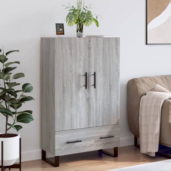 Product photograph of Kacia Wooden Highboard With 2 Doors 1 Drawers In Grey Sonoma Oak from Furniture in Fashion