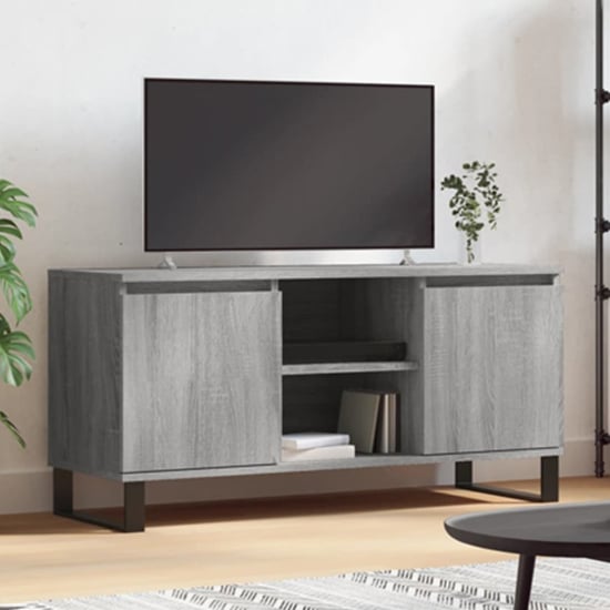 Product photograph of Kacia Wooden Tv Stand With 2 Doors In Grey Sonoma Oak from Furniture in Fashion