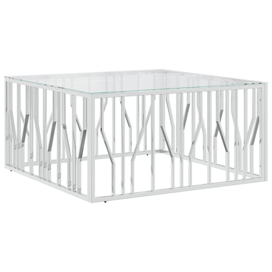 Kacy Clear Glass Coffee Table Square With Silver Frame