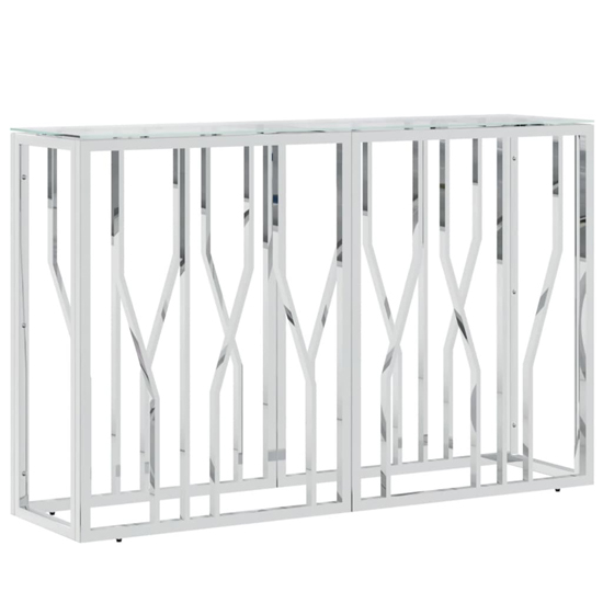 Kacy Clear Glass Console Table With Silver Frame