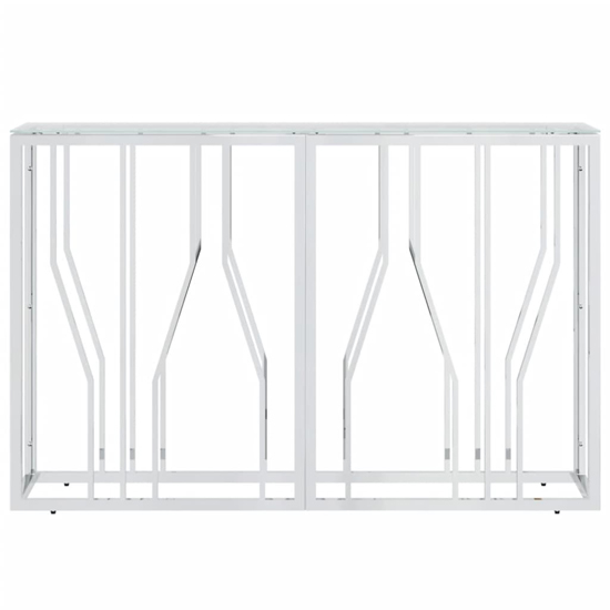 Kacy Clear Glass Console Table With Silver Frame