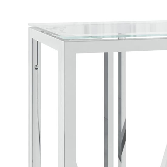 Kacy Clear Glass Console Table With Silver Frame