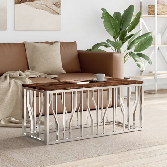 Read more about Kacy wooden coffee table rectangular with silver frame