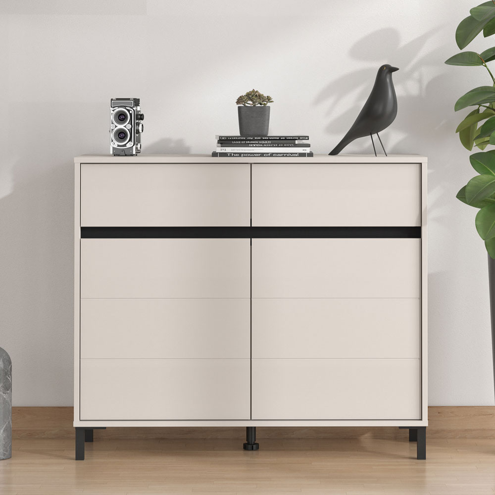 Kaden Wooden Storage Cabinet with 2 Doors in Cashmere and Black