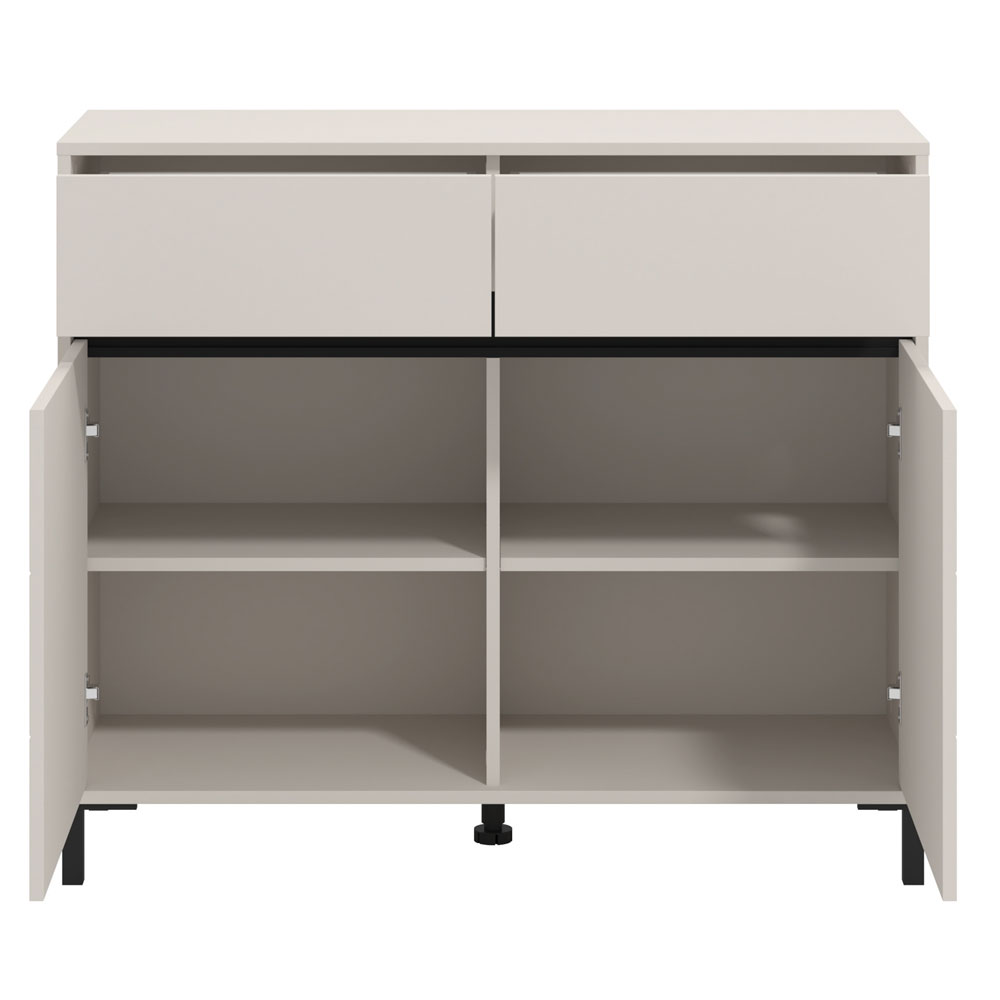 Kaden Wooden Storage Cabinet with 2 Doors in Cashmere and Black