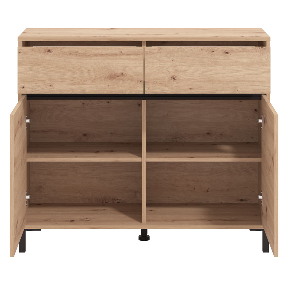 Kaden Wooden Storage Cabinet with 2 Doors in Oak and Black