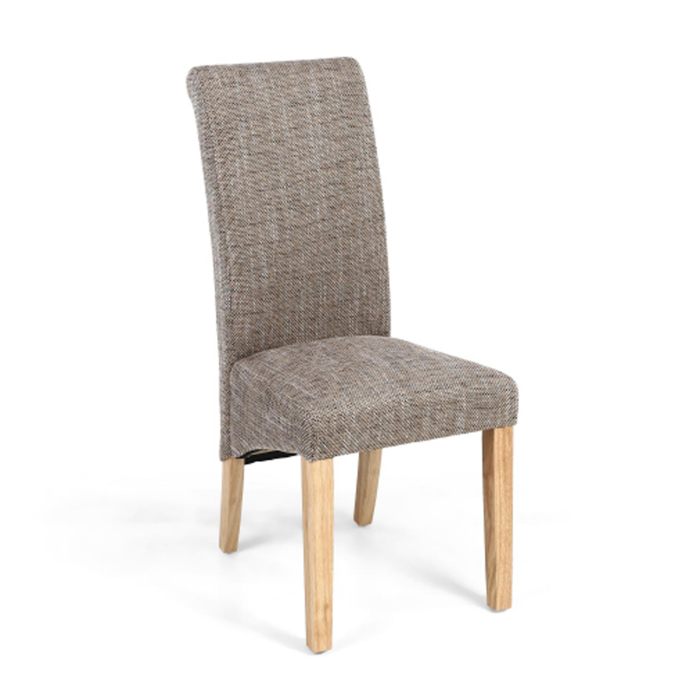 Kaduna Oatmeal Tweed Fabric Dining Chairs in Pair