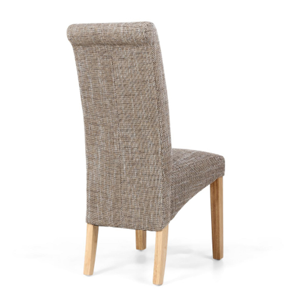 Kaduna Oatmeal Tweed Fabric Dining Chairs in Pair