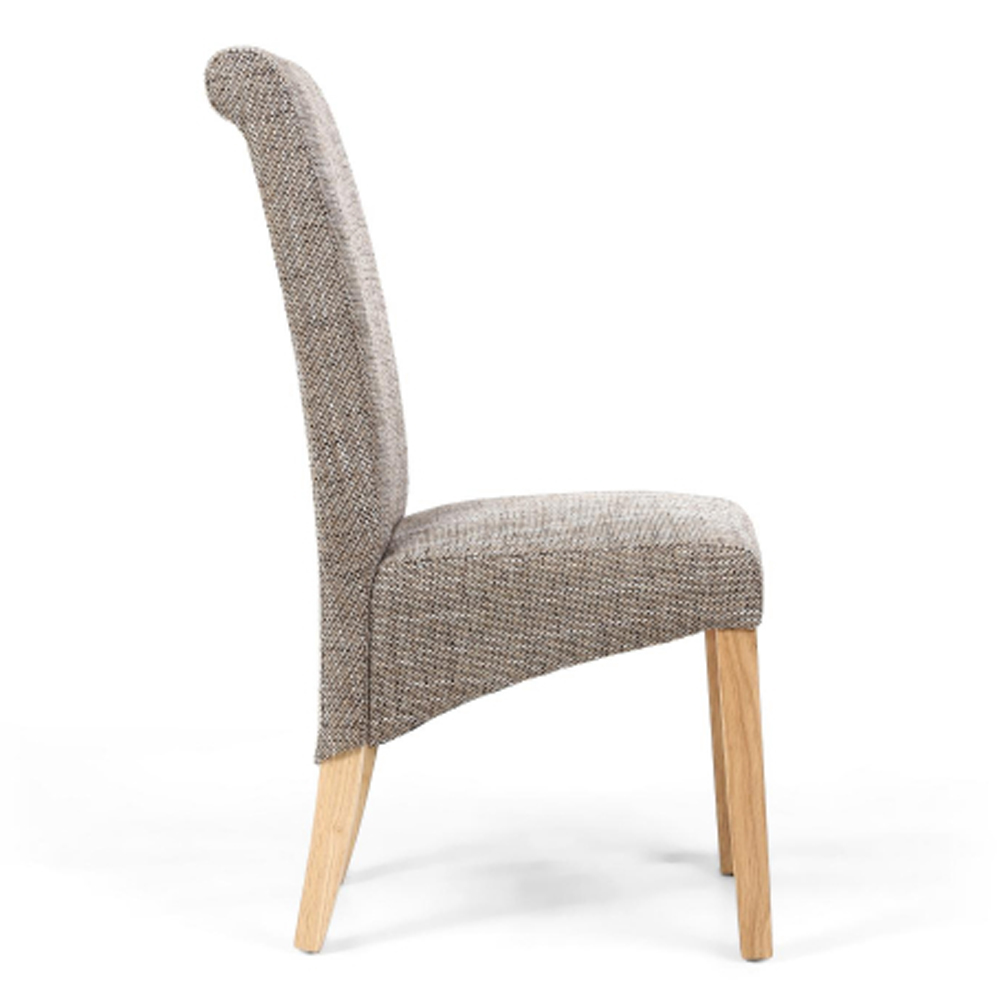 Kaduna Oatmeal Tweed Fabric Dining Chairs in Pair