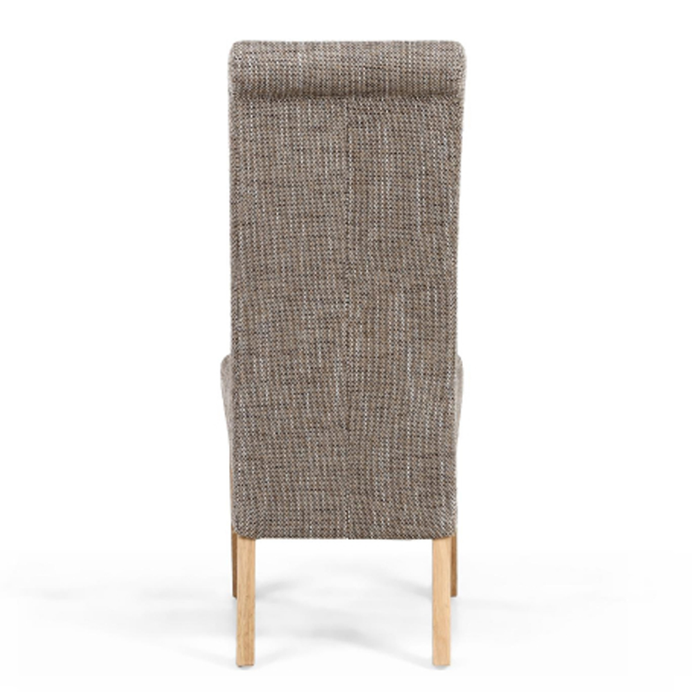 Kaduna Oatmeal Tweed Fabric Dining Chairs in Pair