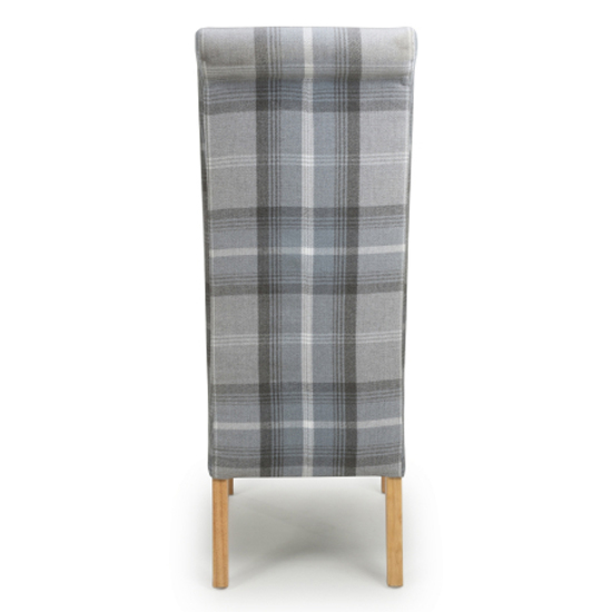 Kaduna Check Grey Fabric Dining Chairs With Oak Legs In Pair