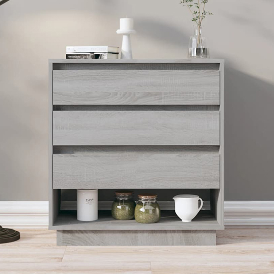 Read more about Kaelin wooden chest of 3 drawers in grey sonoma oak