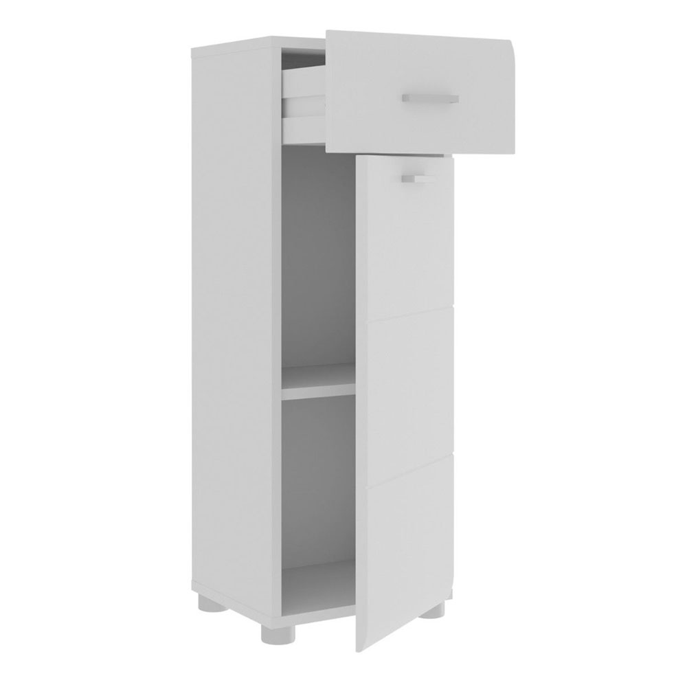 Kaelio Wooden Bathroom Storage Cabinet with White High Gloss Front
