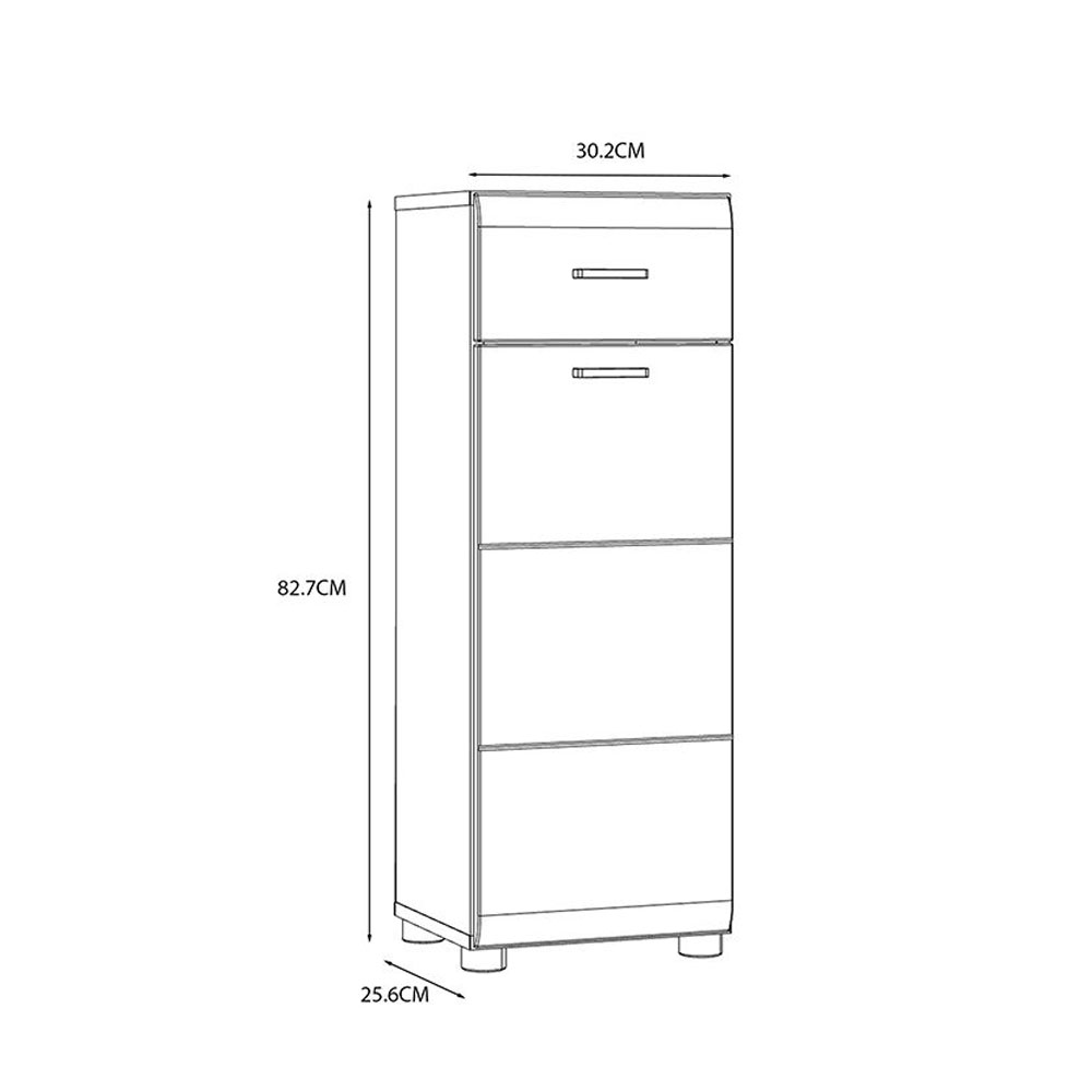Kaelio Wooden Bathroom Storage Cabinet with White High Gloss Front