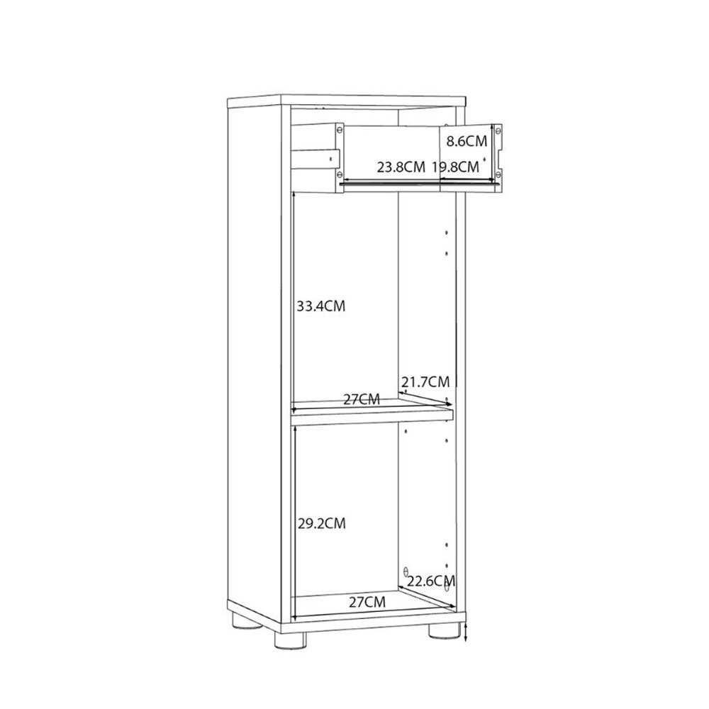 Kaelio Wooden Bathroom Storage Cabinet with White High Gloss Front
