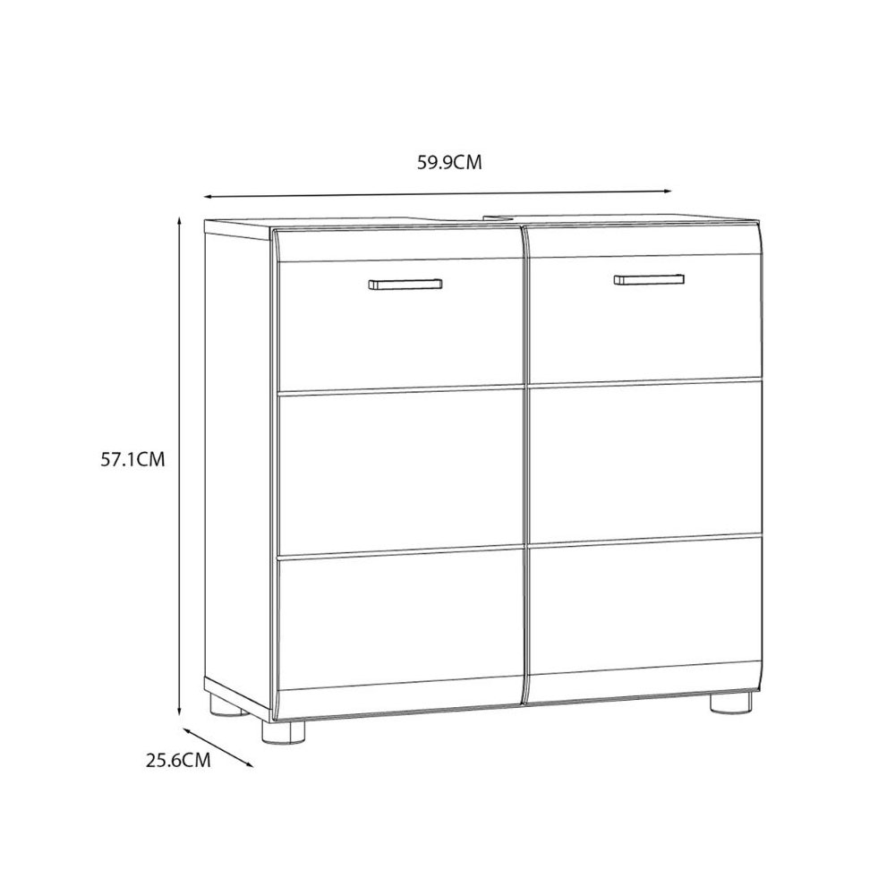 Kaelio Wooden Vanity Unit with White High Gloss Front
