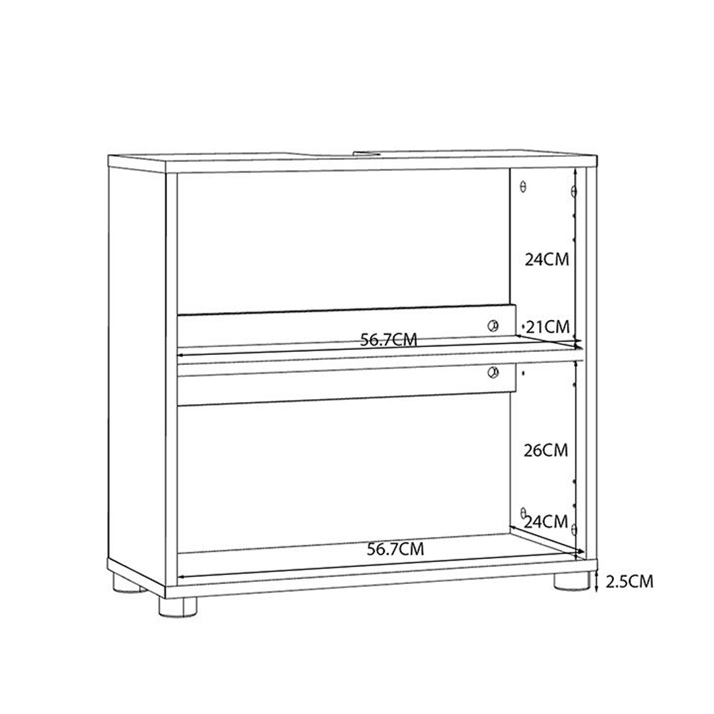 Kaelio Wooden Vanity Unit with White High Gloss Front