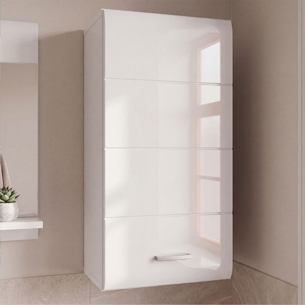 Kaelio Wooden Wall Mounted Bathroom Storage Cabinet with White High Gloss Front