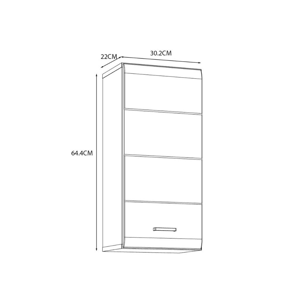 Kaelio Wooden Wall Mounted Bathroom Storage Cabinet with White High Gloss Front