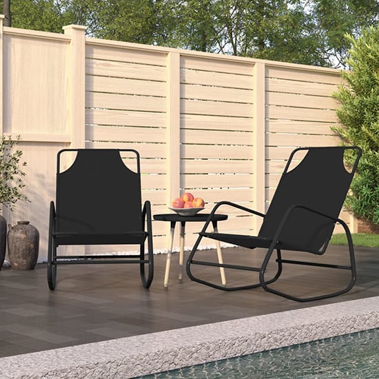 Read more about Kahili set of 2 textliene fabric rocking sun lounger in black