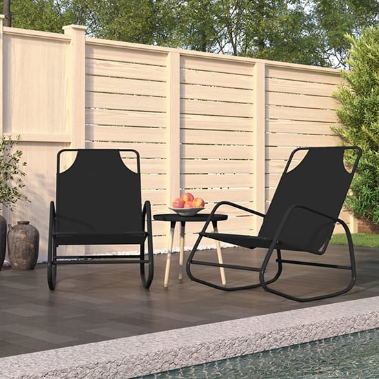 Read more about Kahili set of 2 textliene fabric rocking sun lounger in black