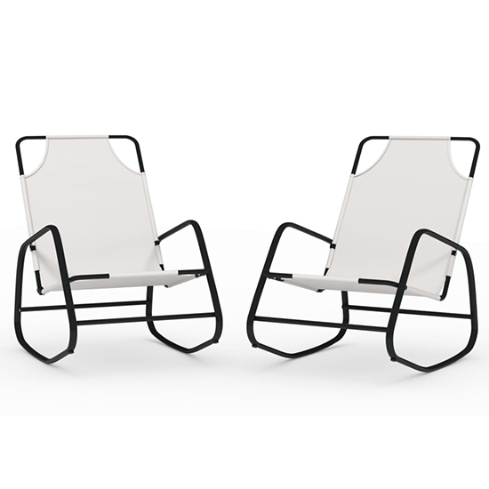 Kahili Set Of 2 Textliene Fabric Rocking Sun Lounger In Cream