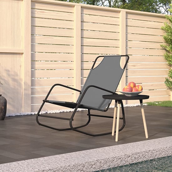 Product photograph of Kahili Textliene Fabric Rocking Sun Lounger In Grey from Furniture in Fashion